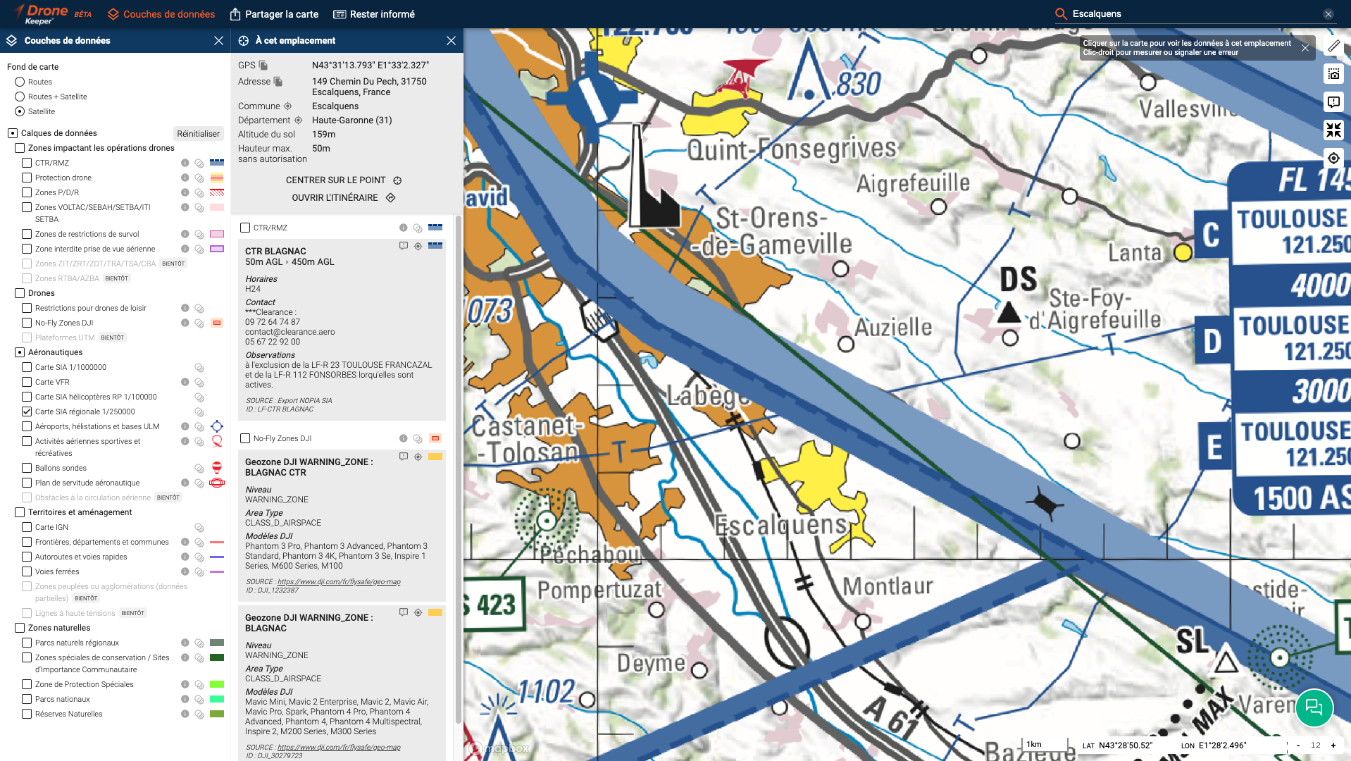 Définir la zone peuplée avec les cartes SIA