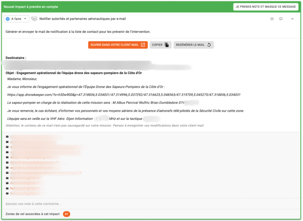 Demandes e-mail autorisation de vol SDIS