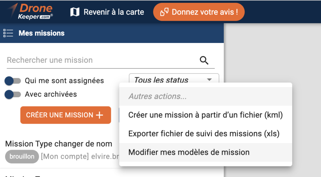 modèle de Mission drone types