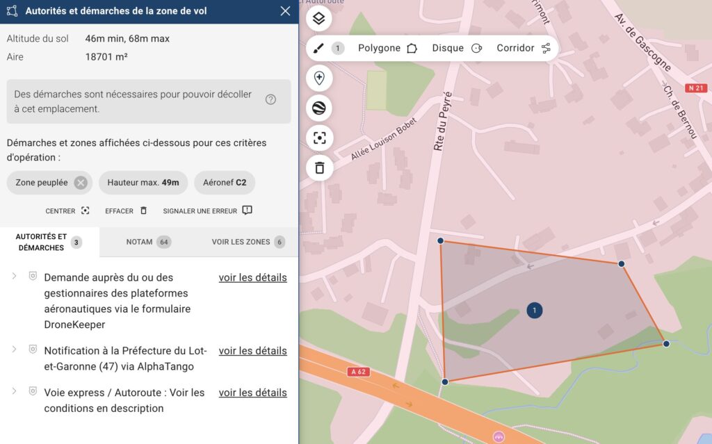 Création zone de vol drone