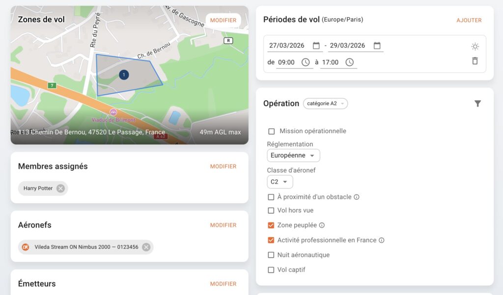 Définition critères d'opération drone